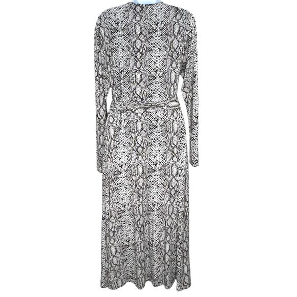 Good American L Womens Printed True Wrap Dress Python Gray Black Snake - Picture 3 of 10